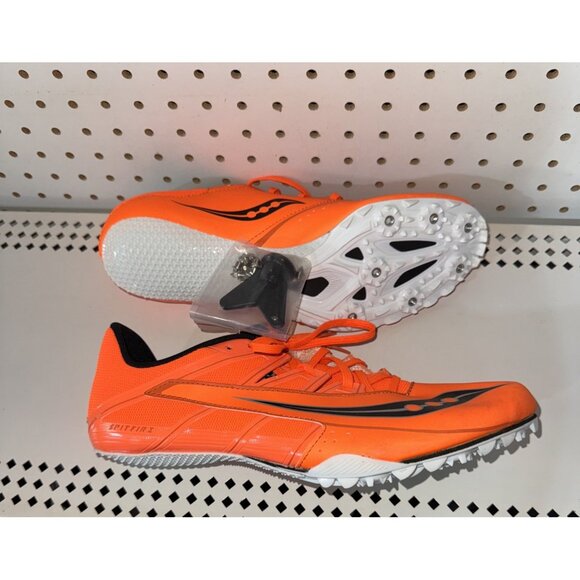 Saucony Spitfire 4 Mens Track & Field Sprint Spikes Size 11.5 Orange Black - Picture 5 of 9